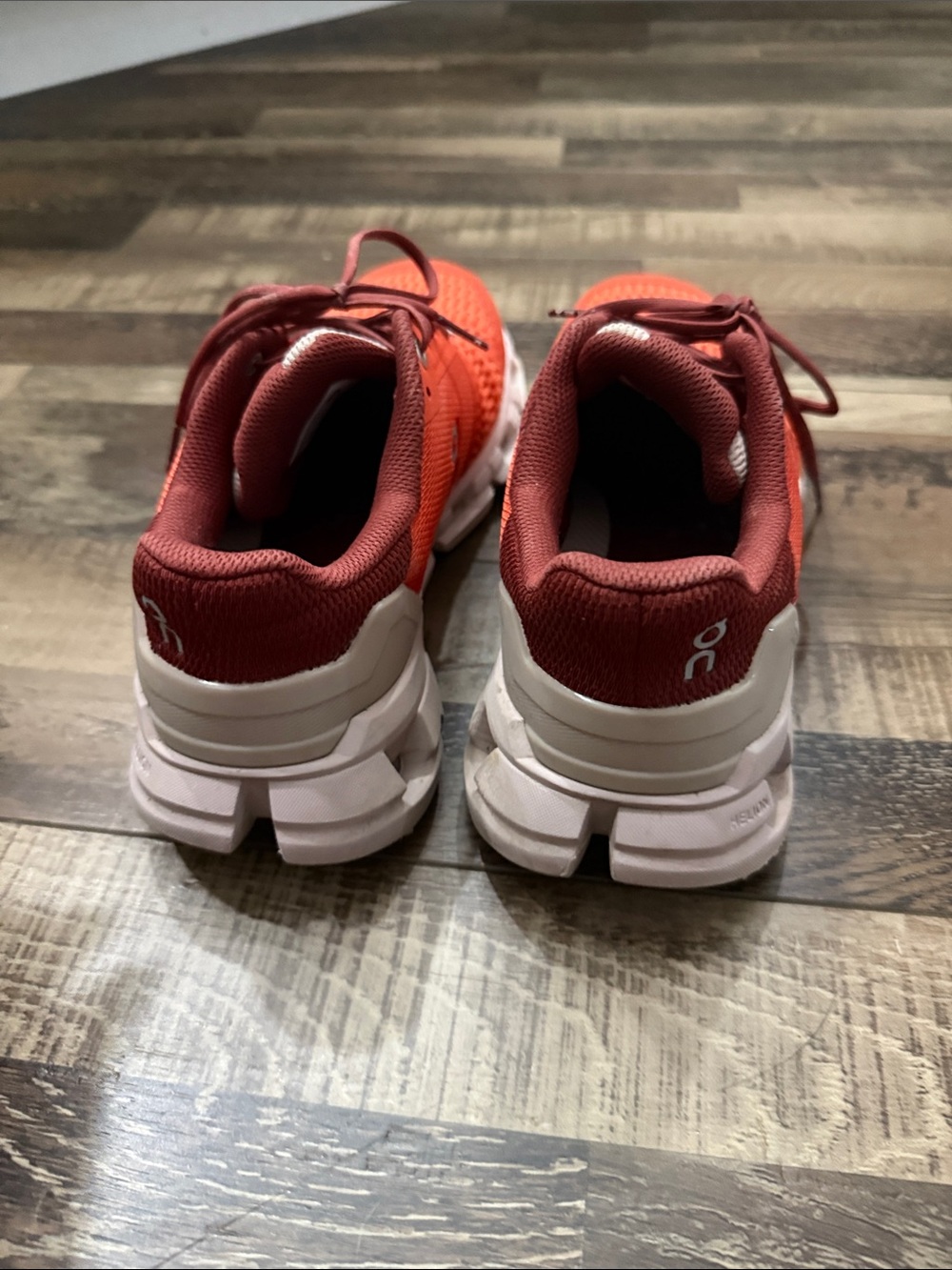 On Running orangeish and Burgundy Women's Athletic Sneakers - Picture 4 of 5